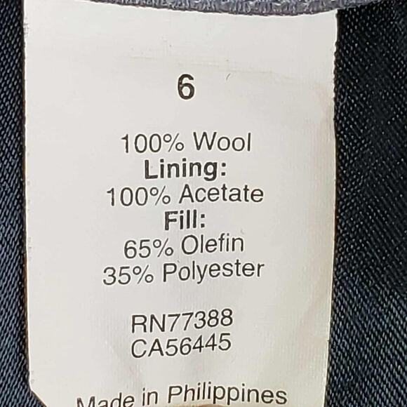 J Crew Coat Peacoat Black Wool Thinsulate Nelly Gori Womens Size 6 Button Flaw - Picture 10 of 11